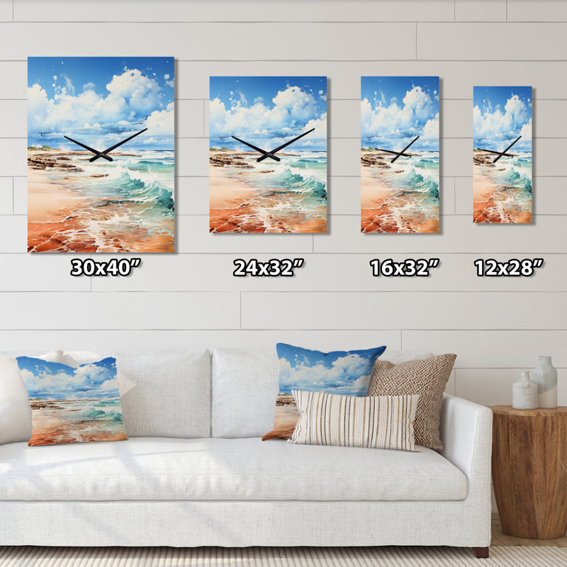 Beach Photo Coastal Impressions II - Horloges murales nautiques et de plage, Grand