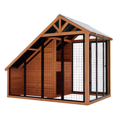 Wooden Outdoor Dog Kennel With Steel Roof For Medium To Large Dog Outside