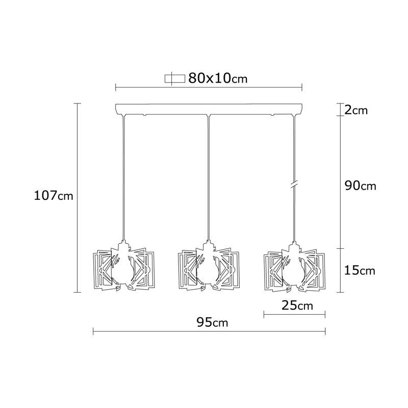 Luminaire suspendu tambour à 3 lumières pour îlot de cuisine Dorchester