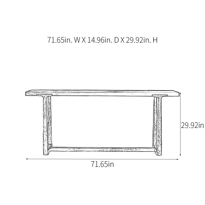 Modern Minimalist Console Table, 29.92" H x 71.65" W x 14.96" D, Black, Black