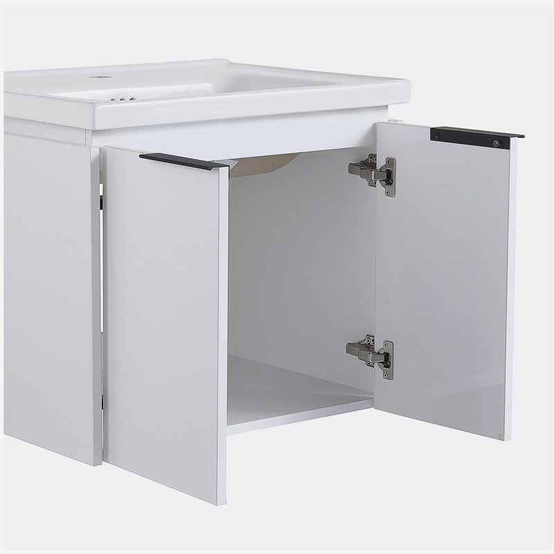 Meuble-lavabo à portes 24 po avec lavabo, convenant à une petite salle de bain, Blanc