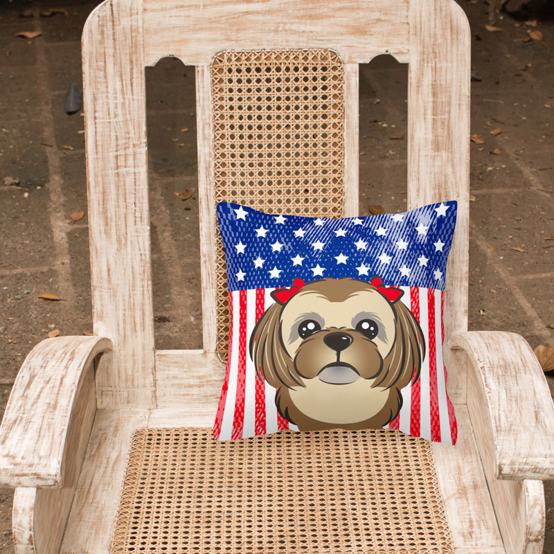  Coussin 14 "American Flag, 18 po x 18 po, Shih tzu brun chocolat