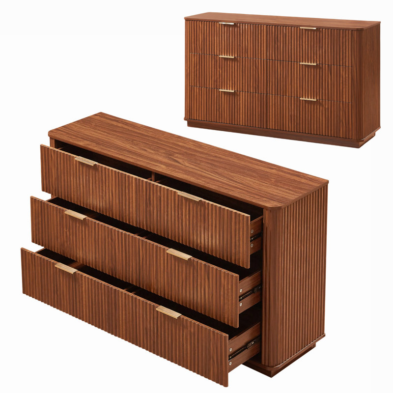 Commode 6 tiroirs 55 po, Noyer