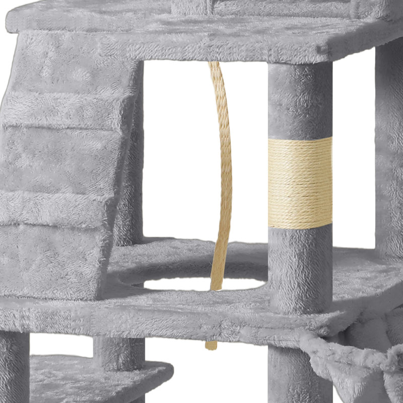 Arbre à chat multi-niveaux avec hamacs et poteaux à griffer, Gris clair