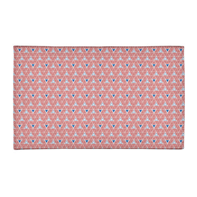 Tapis de pêche bleu/pêche fait main géométrique