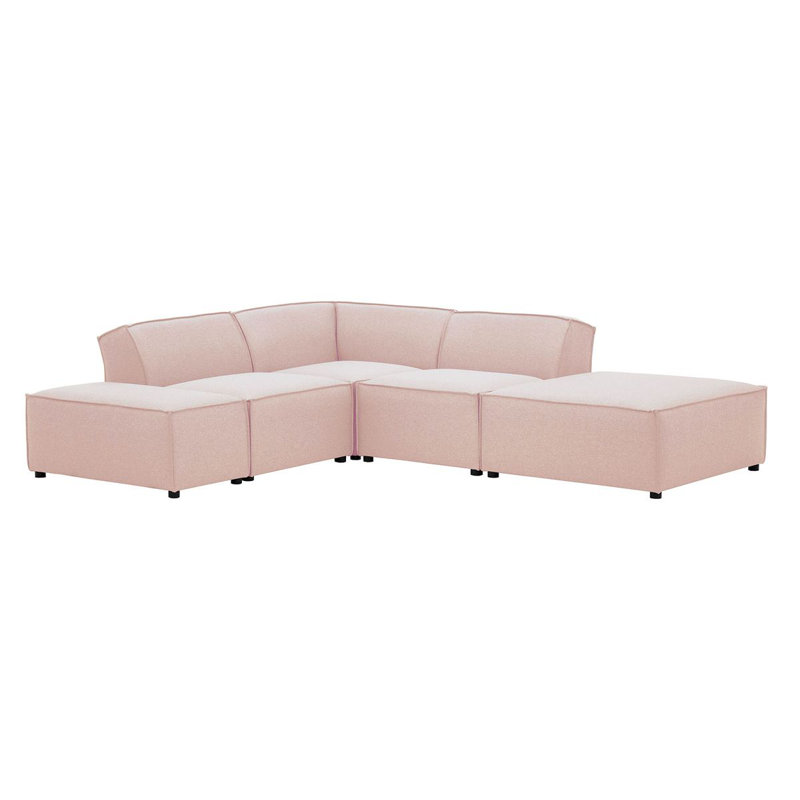 Avilee 5 Seater Fabric Corner Sofa , Pink