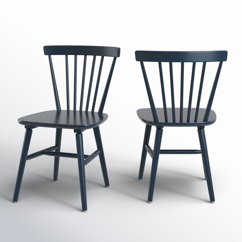 Antoya 17.83'' H Solid Wood Side Chair, Navy