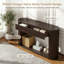 Console, avec 2 tiroirs, table décorative ovale, avec plateau en placage de hêtre et finition vernie, style maison de campagne, couleur espresso rétro-129492097