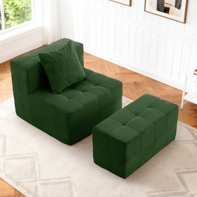 Canapé simple, canapé de plancher sans accoudoirs avec repose-pieds, canapé en mousse avec coussin pour le salon et la chambre à coucher, aucun assemblage requis