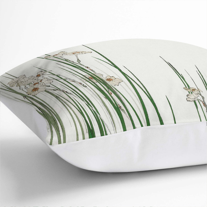 Daffodils Square Throw Cushion, 55cm H x 55cm W x 20cm D, White