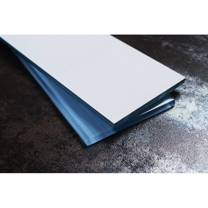 Premium Hand Painted 4" x 12" Straight Edge Glass Subway Tile, Sky Blue
