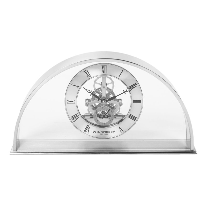 Roman Numeral Metal Quartz movement / Crystal Tabletop Clock, Silver