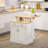 Kitchen Island With Storage Cabinet And 2-Level Rubber Wood Tabletop, Island Table With Adjustable Shelves And Drawers