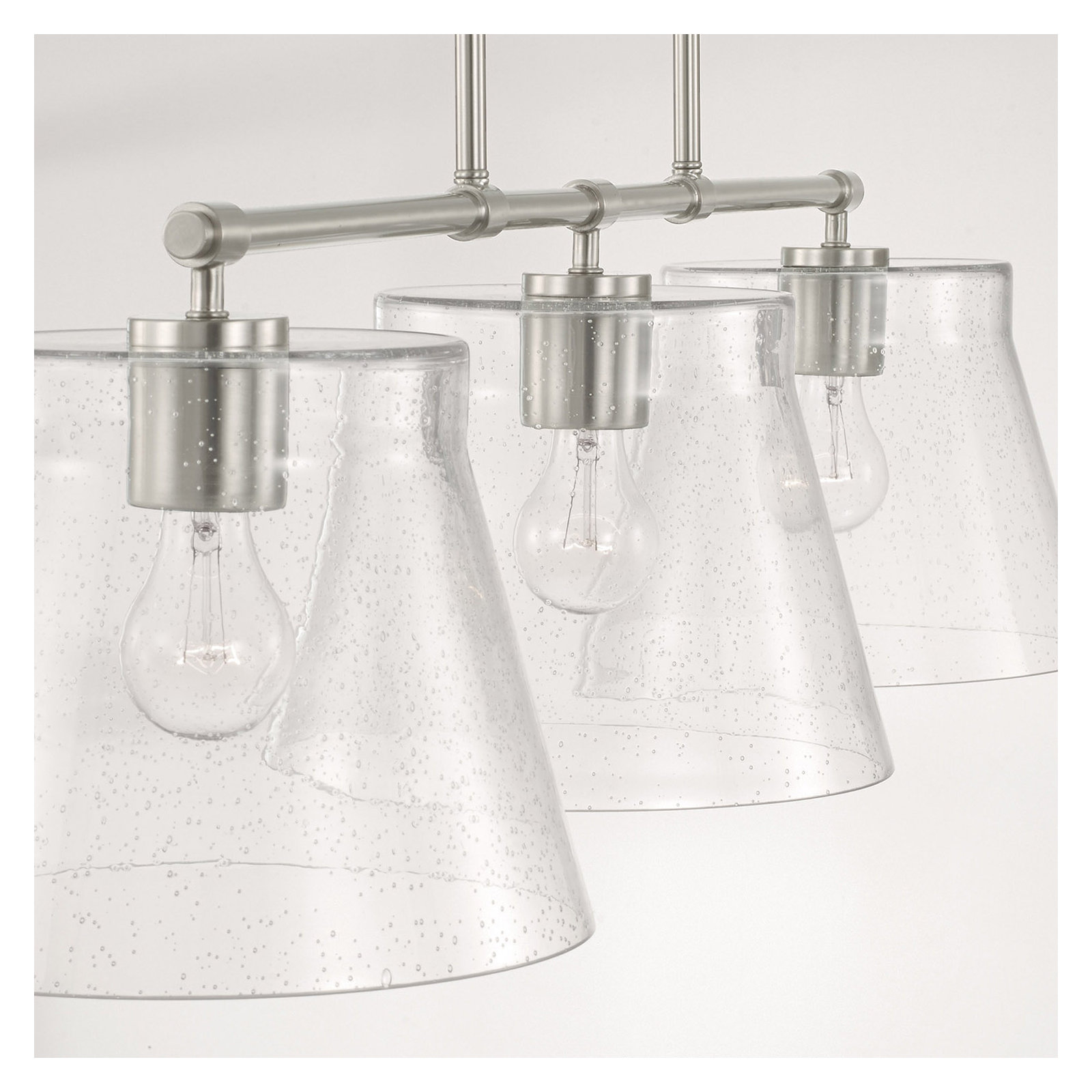 Alorie 3 Light Glass Dimmable Pendant, Brushed Nickel