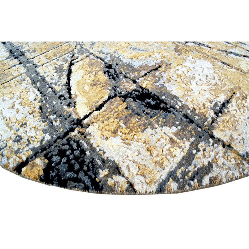 Abstract Area Rug in Gold