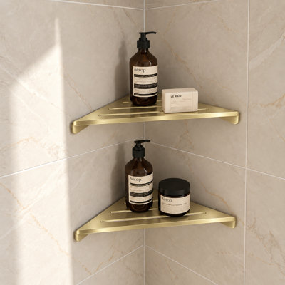 2-Pack Stainless Steel Corner Shower Shelf, 13.2 in. Wall-Mounted Bathroom Organizer for 90° Corners