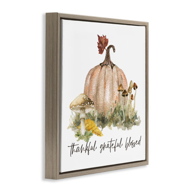 «Thankful Pumpkin & Mushroom», art de la giclée encadrée par Livi Finn