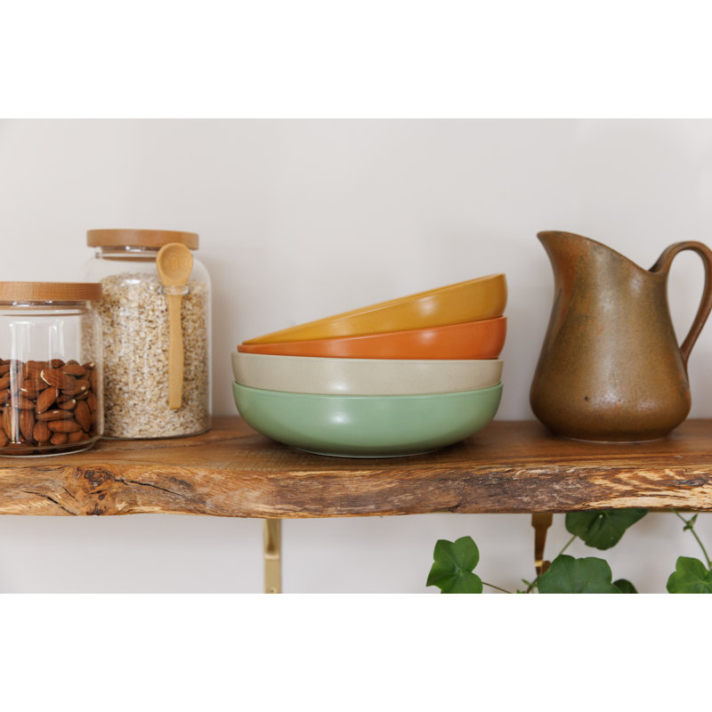 KitchenCraft Idilica Stoneware Pasta Bowls, Set of 4, 21cm