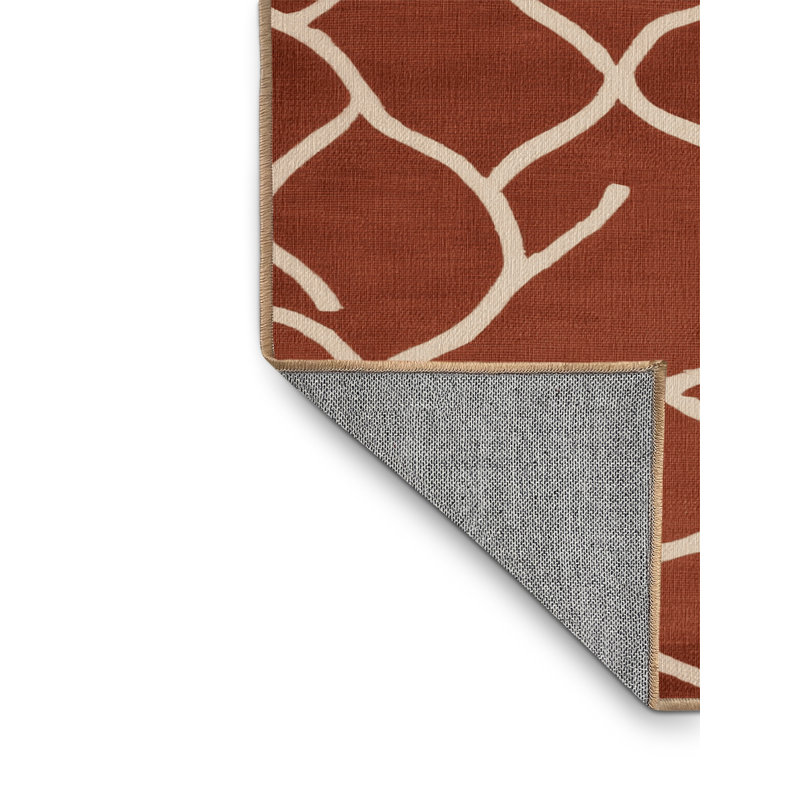 Tapis brun treillis lavable à la machine, Rond 4 pi
