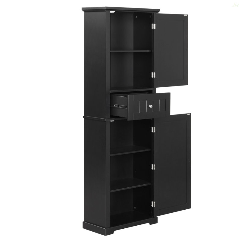 Tall Bathroom Storage Cabinet, Freestanding Storage Cabinet With Drawer And Adjustable Shelf, MDF Board With Painted Finish