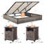 Ensemble de chambre à coucher de ferme 3 pièces avec cadre de lit très grand et 2 tables de chevet, gris-118692740-118692745