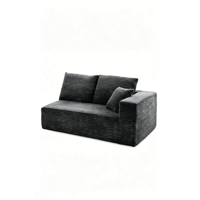 59" Wide Modular Sectional Corduroy Sofa, U-Shaped Minimalist Couches，Modern Deep Seat Convertible Sleeper Sofa Bed，Upholstered Couches For Living Room