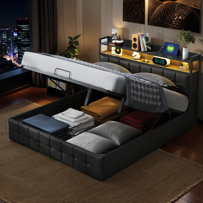 Upholstered Ottoman Storage Bed, European King (160 x 200 cm)