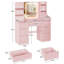 LED Dressing table 7 Drawers and 7 Storage Shelves Dressing Table With Mirror Large Desktop Makeup Desk-1099582690
