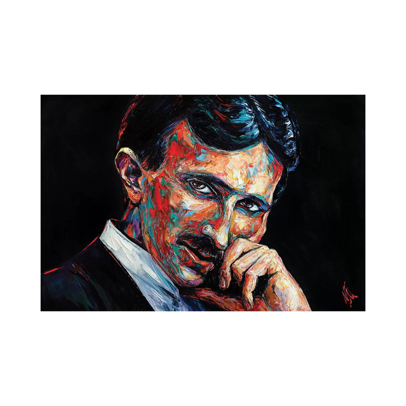 Nikola Tesla par Natasha Mylius - Giclée sur toile tendue avec châssis, H 18 po x l 26 po x P 1,5 po