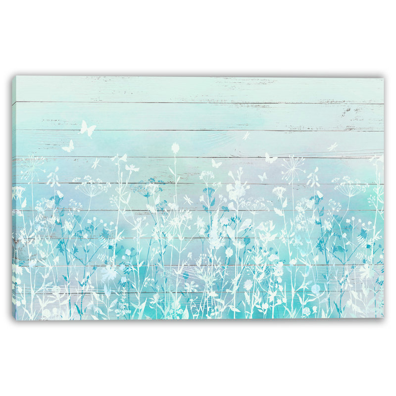 «Meadow Breeze - Pastel Wildflower Silhouette», art sur toile tendue, H 24 po x l 36 po