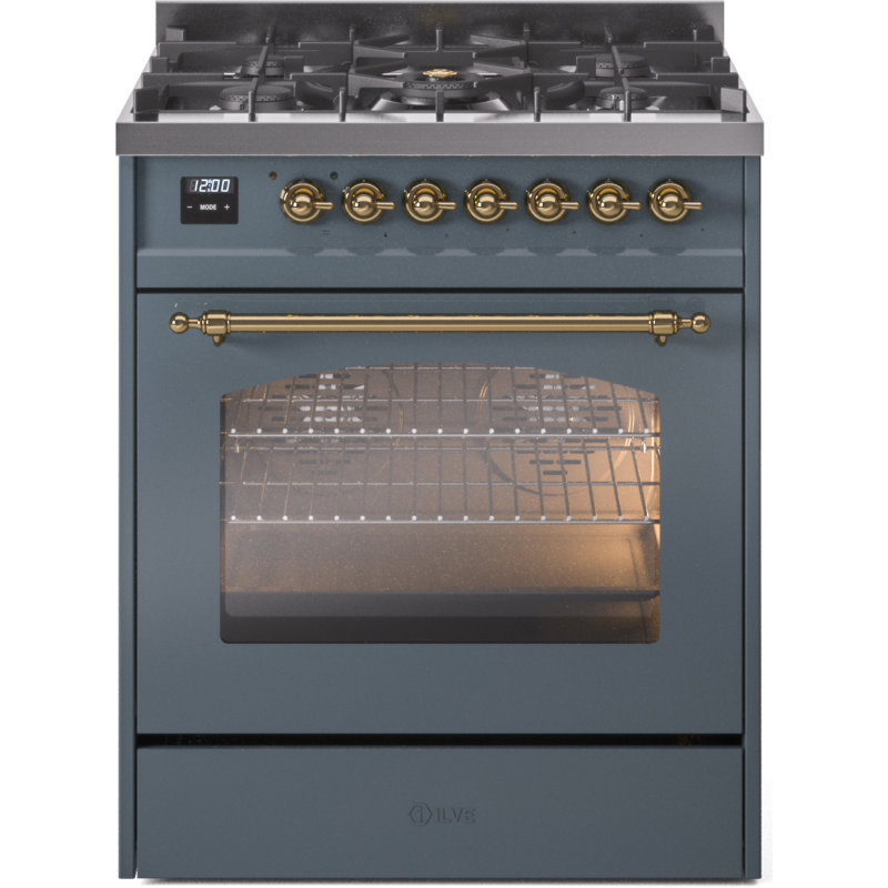 Cuisinière à double combustible de 30 po avec 5 brûleurs scellés (porte vitrée) ILVE Nostalgie II Series, Propane liquide