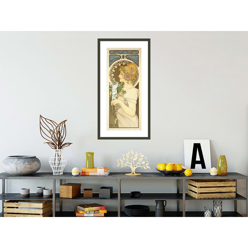 «Feather» (1899) par Alphonse Mucha, impression giclée encadrée, H 41,5 po x l 21,64 po