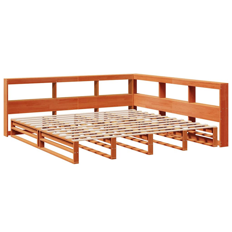 Solid Wood Storage Bed, Wax Brown