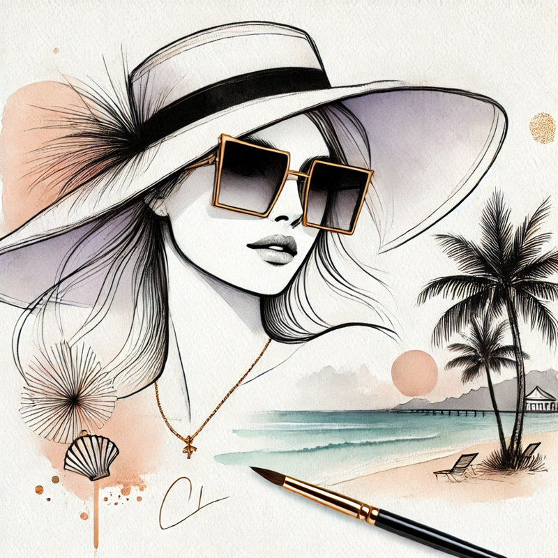 «Tropical Escape with Chic Style», impression sur toile, H 20 po x l 20 po