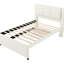 Lit plateforme double tapissier double avec gigogne, couleur beige, construction, pin facile à monter et pieds stables
