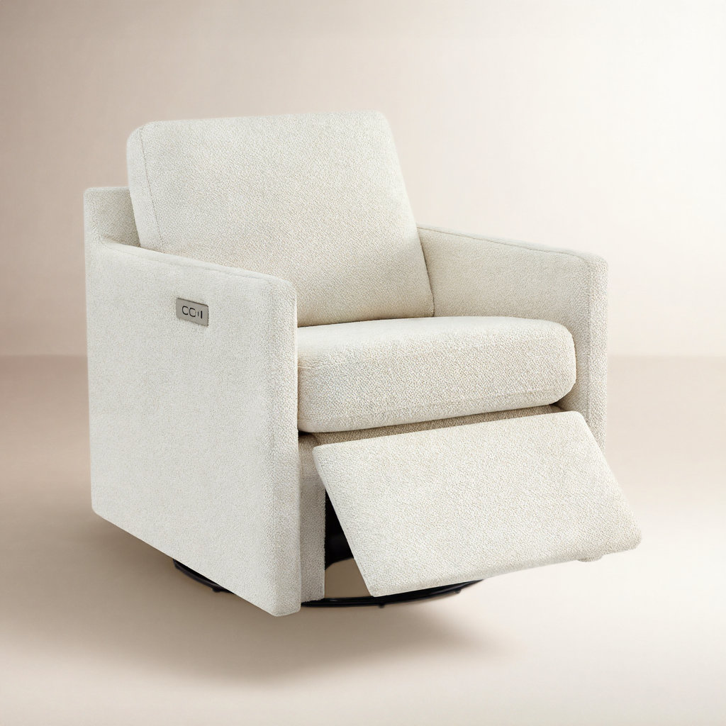 Elvia 30" Swivel Power Recliner, Cream Performance Textured Weave