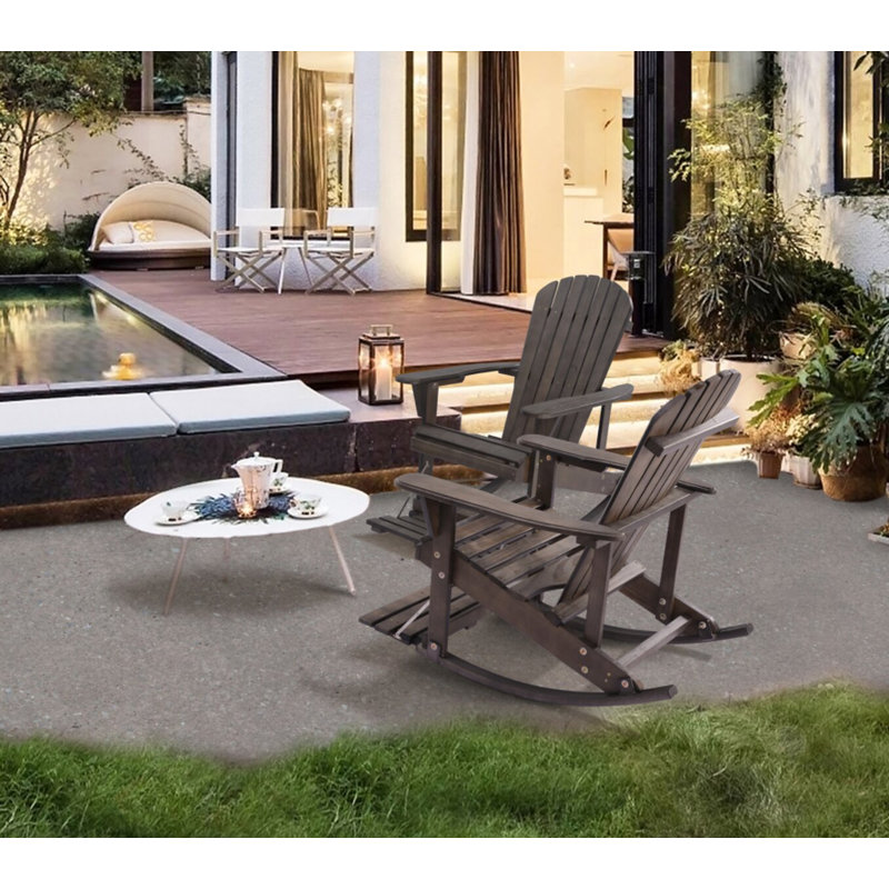 Scottsville Outdoor Adirondack Chair With Table, Dark Brown