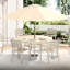 Table de patio pour l'extérieur pour 6 à 7 personnes, métal résistant aux intempéries avec trou de parasol réglable, résistance à la rouille thermolaquée, stabilité des pieds pliés, prévention des revêtements de 52,19 po x 27,79 po, conception des pieds