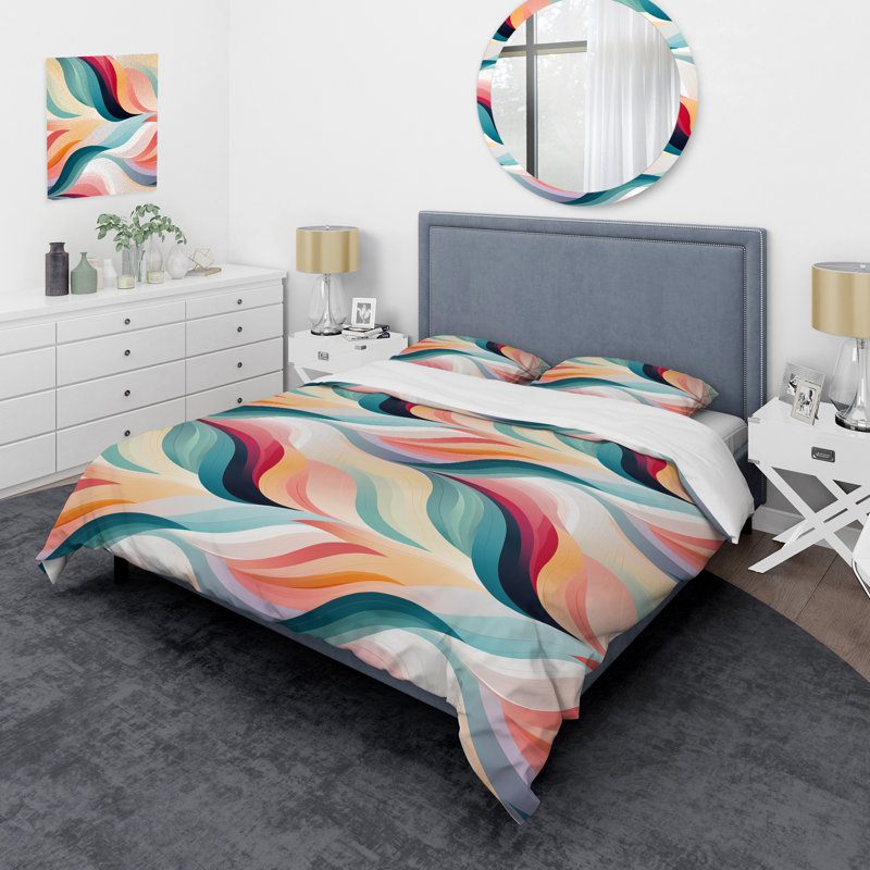 Ensemble de housse de couette à rayures Modern Zen, Housse de couette simple + 1 taie décorative stan