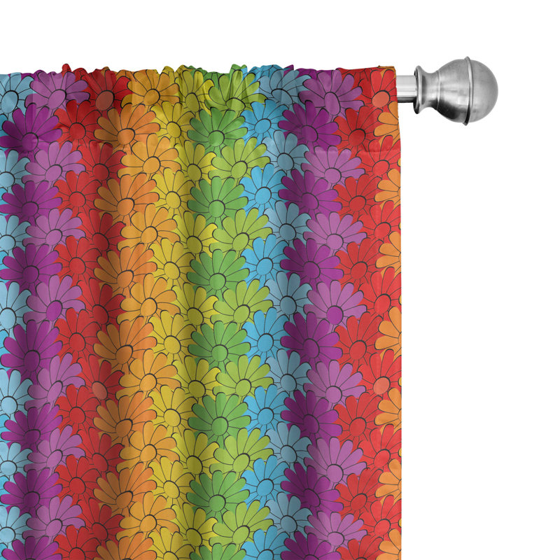 Floral Semi-Sheer Rod Pocket Curtain Panels, 28" x 63"