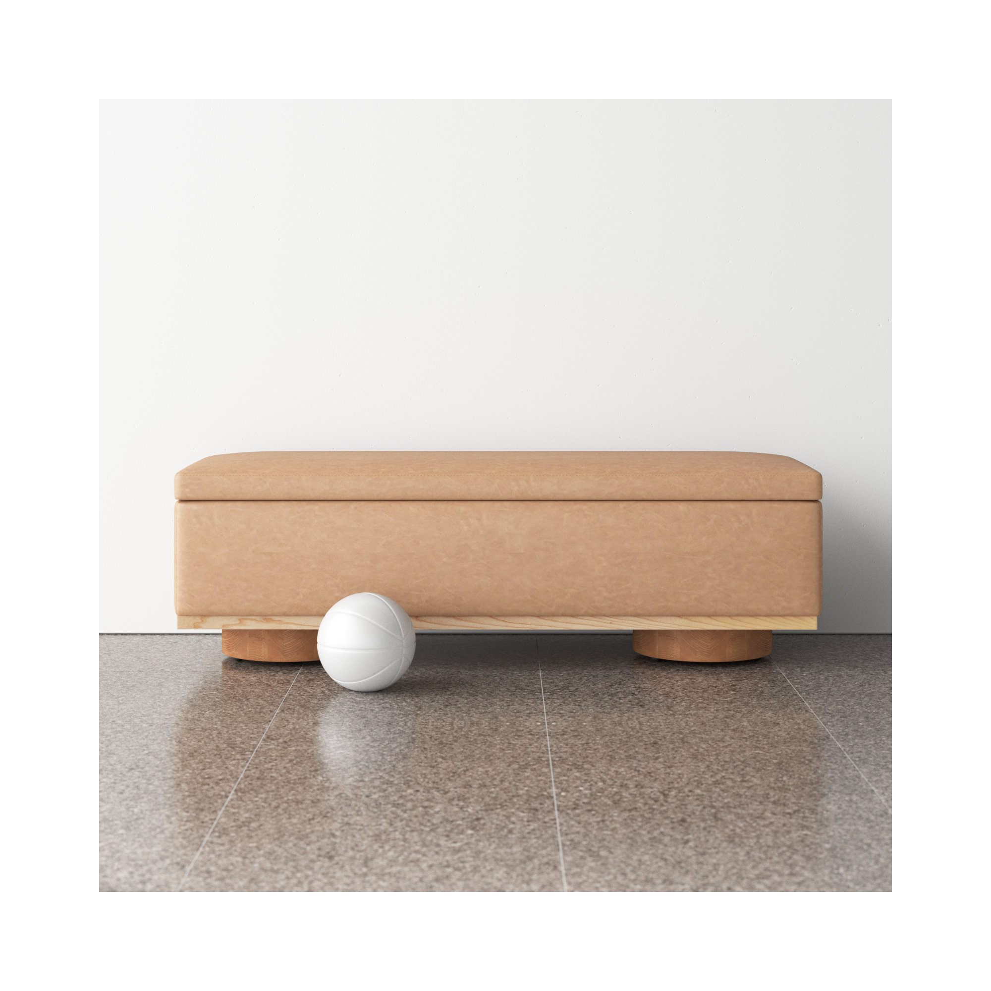 Morje Storage Bench, Natural, Camel Vegan Leather