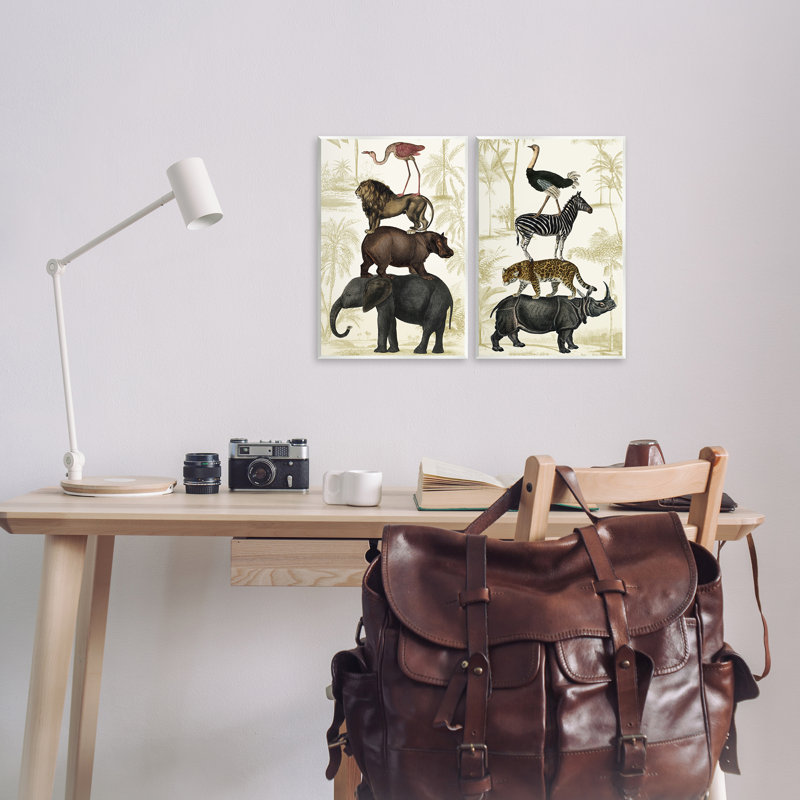 Ensemble de 2 plaques murales Stacked Safari Animals, design par Victoria Barnes, H 15 po x l 10 po