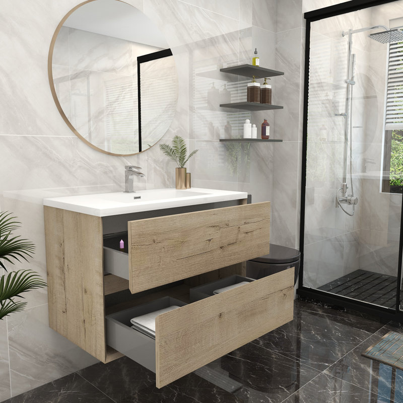 Ensemble de meuble-lavabo simple 36 po, Chêne blanc