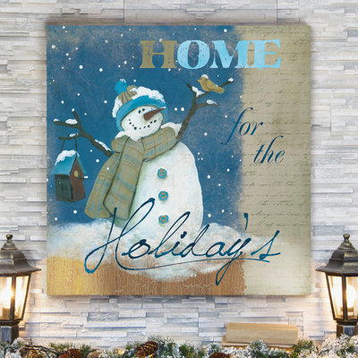 « bonhomme de neige nichoir », impression sur toile tendue