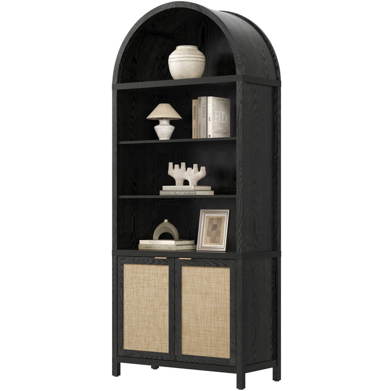 Bibliothèque 84,25 po H Rattan, Noir