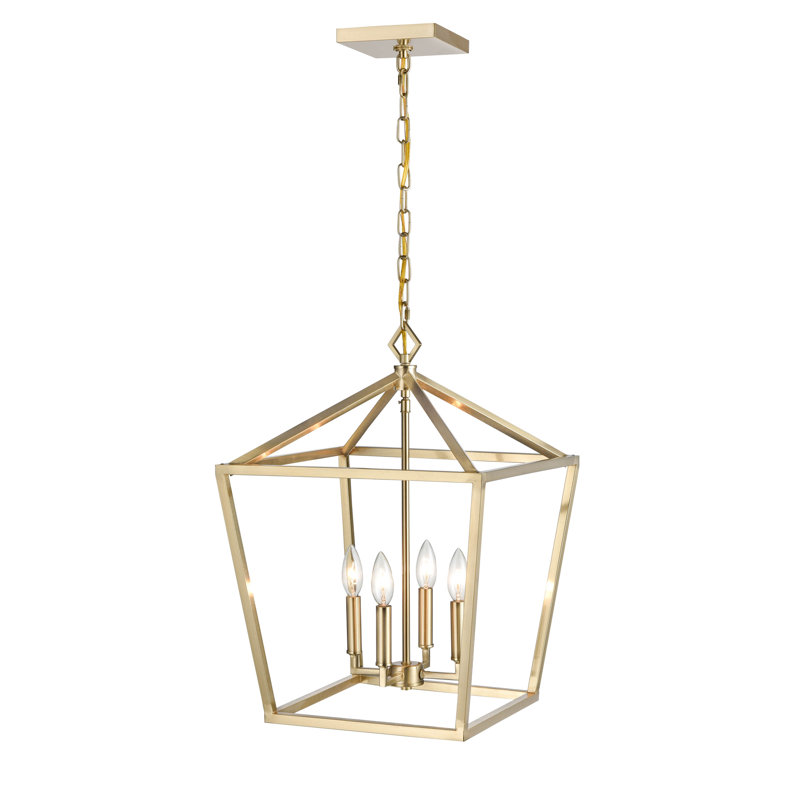 Lustre géométrique à 4 lumières Poisson, H 24 po x l 16 po x P 16 po, Doré