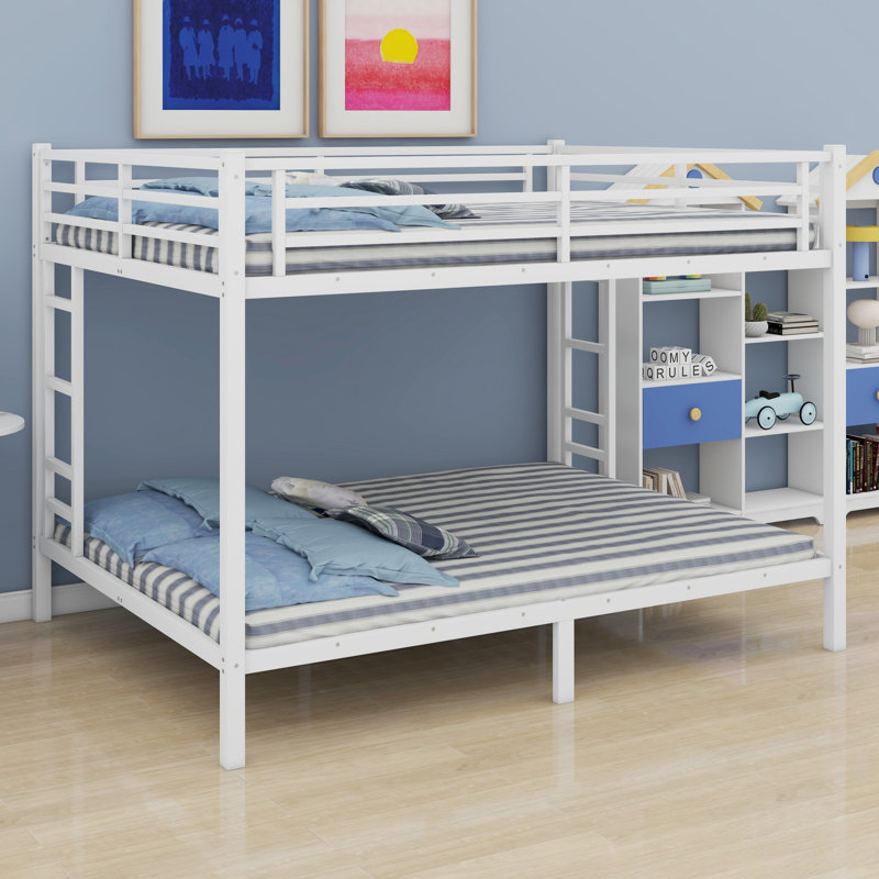 Metal Bunk Bed For Teens And Adults, Queen over Queen