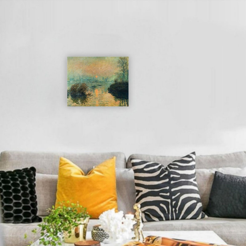 Sunset On The River Unframed Canvas Wall Art 12" X 16"
