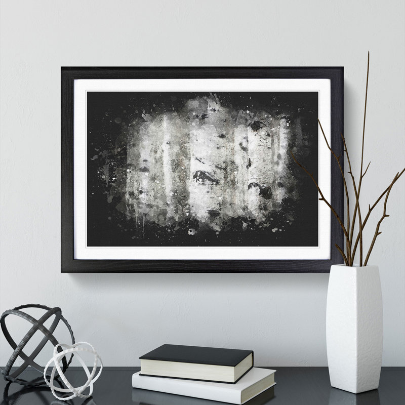 Silver Birch Tree Forest - Picture Frame Graphic Art Print, 45cm H x 63cm W x 2cm D, Black Framed