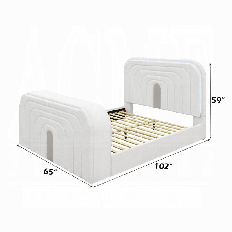 Lit Shelyn avec conduit, meuble télé, foyer et Bluetooth, Grand